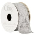 thumbnail image 1 of Offray Ribbon, Silver 1 1/2 inch Wired Edge Metallic Ribbon for Wedding, Crafts, and Gifting, 9 feet, 1 Each, 1 of 8