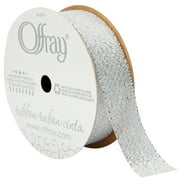 Offray Ribbon, Silver 7/8 inch Galena Ribbon,, 9 feet