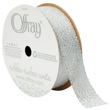 Offray Ribbon, Silver 7/8 inch Galena Ribbon,, 9 feet