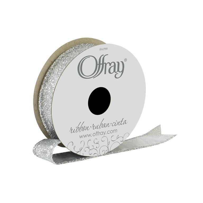 Offray 1/4 inch Gray Metallic Ribbon, 1 Each