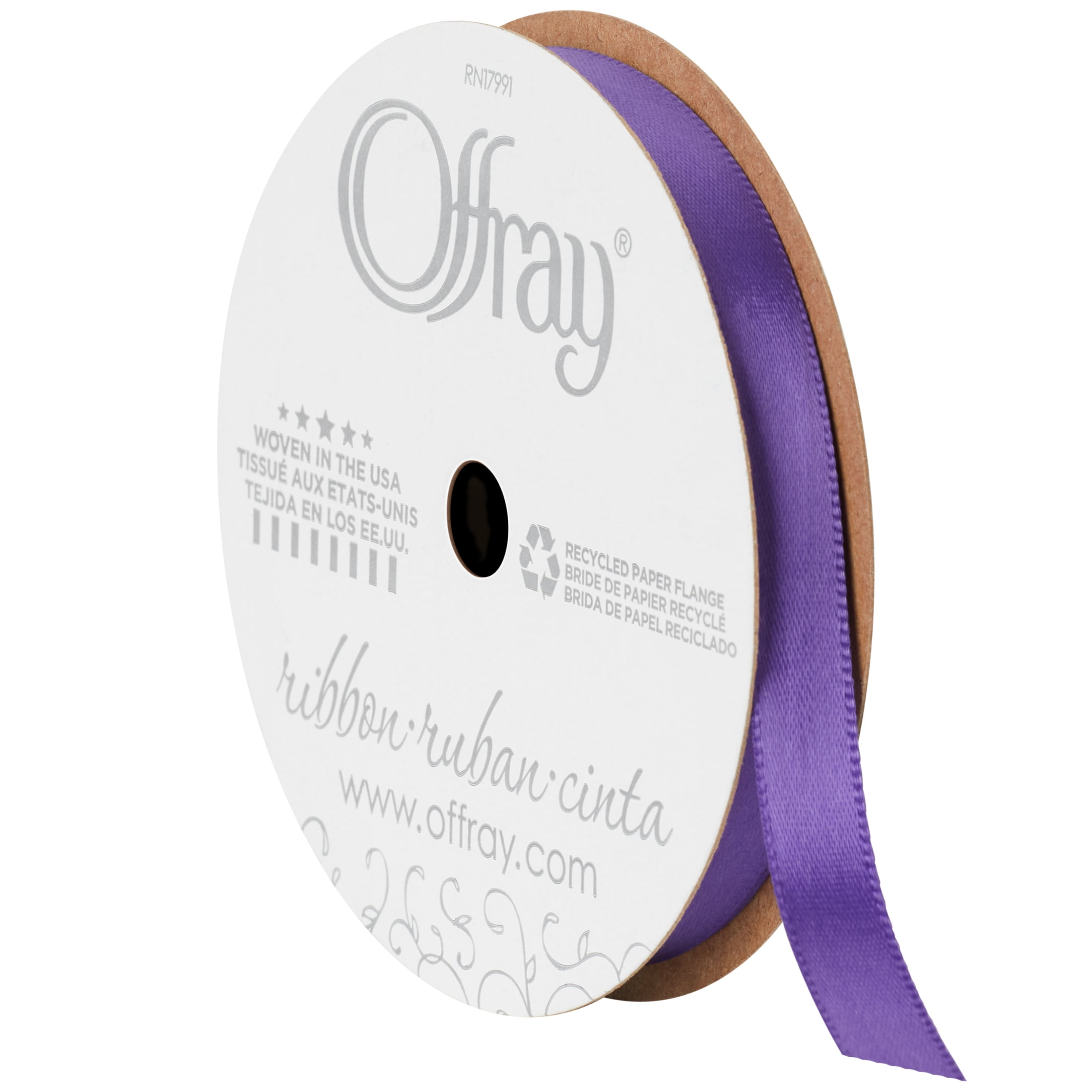 Offray 2 Puple 1 Pink Roll Of Ribbon Set of 3 Ribbon Rolls 2: 1 in, 1: 1/2  inch