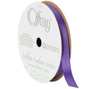 Offray Ribbon, Single Face Satin Ribbon, Regal Purple, 3/8" x 18 feet, Polyester Ribbon, 1 Each