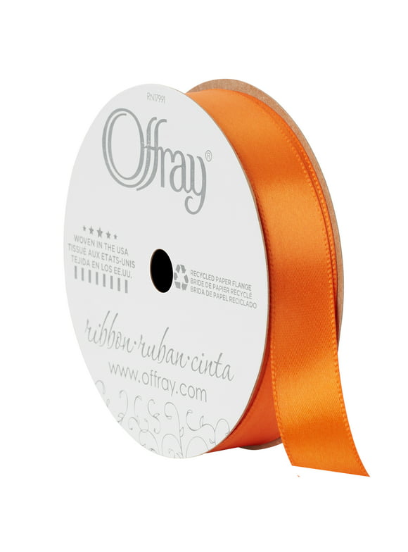 Offray Ribbon, Single Face Satin Ribbon, Torrid Orange, 5/8" x 18 feet, Polyester Ribbon, 1 Each
