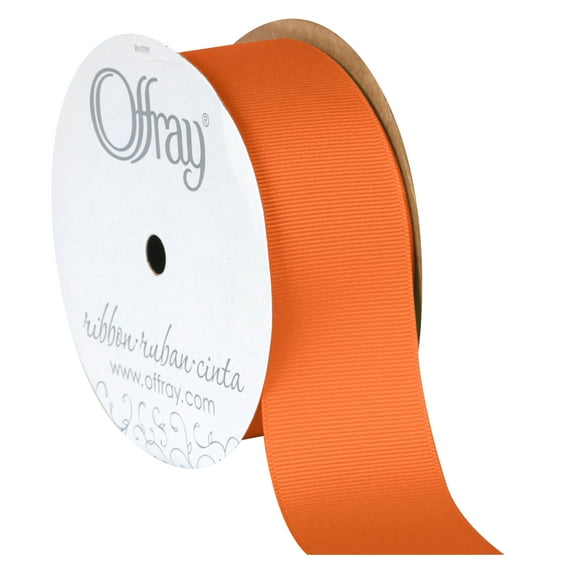 Offray Ribbon, Torrid Orange 1 1/2 inch Grosgrain Polyester Ribbon, 12 feet