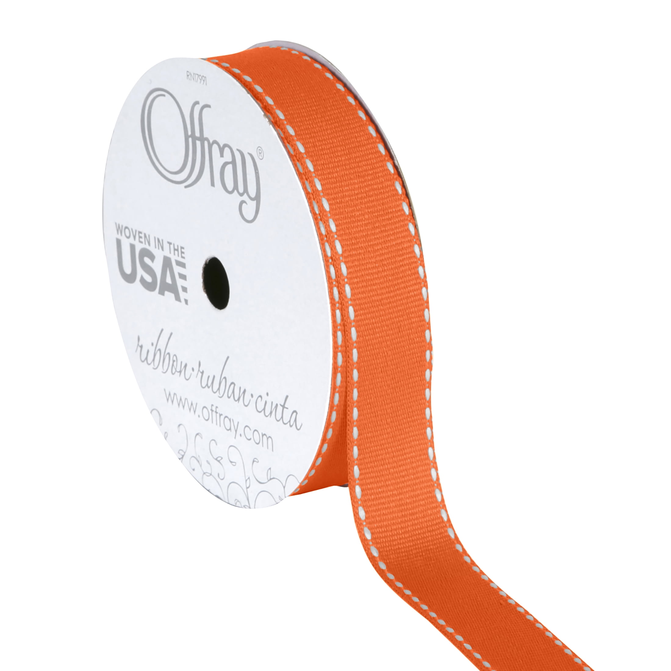 Offray Ribbon, Torrid Orange 5/8 inch Grosgrain Polyester Ribbon for