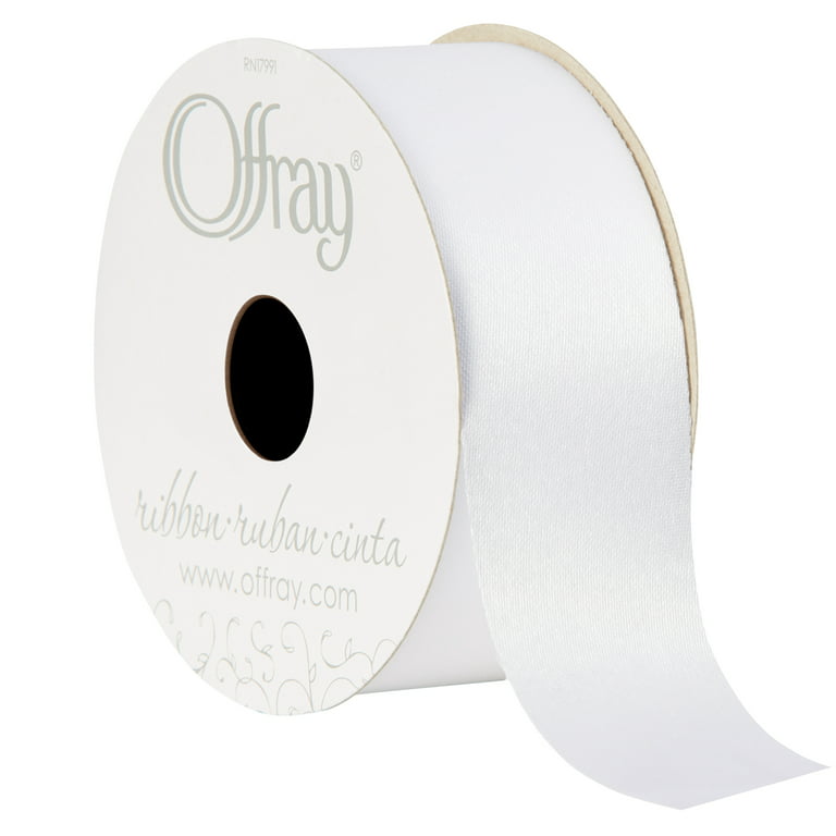 Offray Ribbon, White 7/8 inch Floral Grosgrain Ribbon, 9 feet
