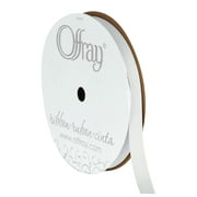 Offray Ribbon, White 3/8 inch Grosgrain Polyester Ribbon, 18 feet