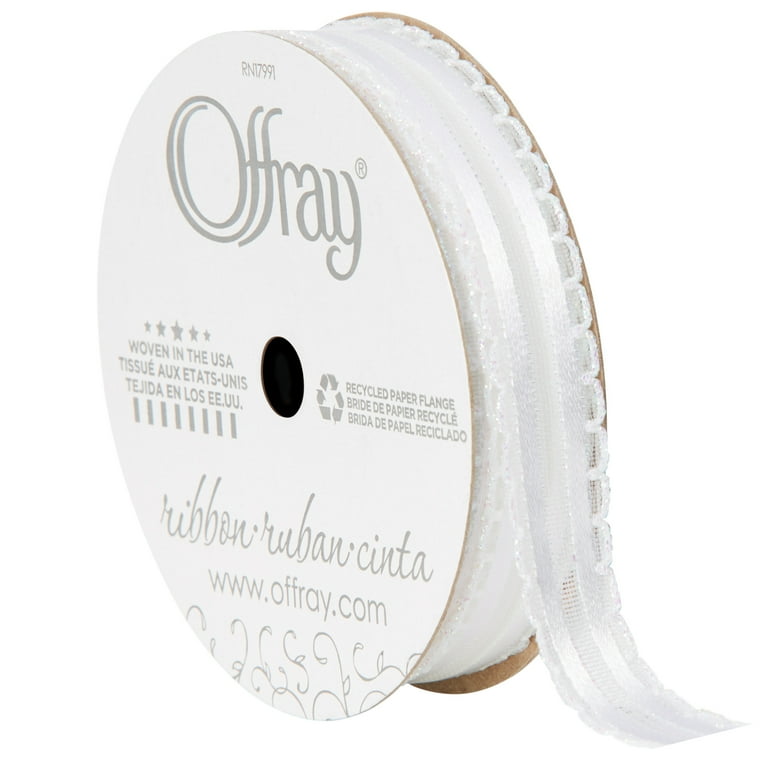 Offray Ribbon, Black White 7/8 inch Volleyball Satin Ribbon, 9 feet 