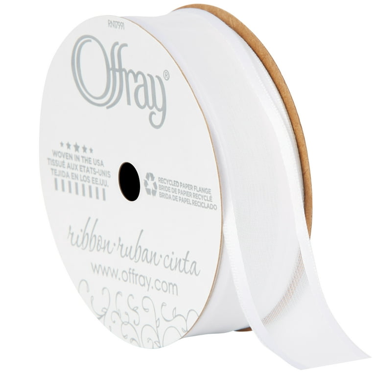 Offray Ribbon, White 7/8 inch Softball Grosgrain Ribbon, 9 feet 
