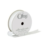 Offray Ribbon, White 7/8 inch Grosgrain Glitter Polyester Ribbon for Sewing, Crafts, and Gifting, 9 feet, 1 Each