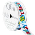 thumbnail image 1 of Offray Ribbon, White 7/8 inch Happy Birthday Satin Ribbon, 9 feet, 1 of 12