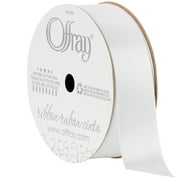 Offray Ribbon, White 7/8 inch Single Face Satin Polyester Ribbon, 18 feet