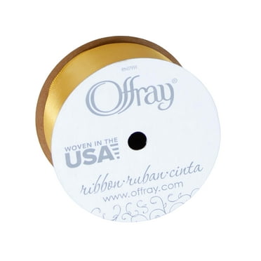 Offray Ribbon, Yellow Gold 1 1/2 inch Single Face Satin Polyester Ribbon, 12 feet