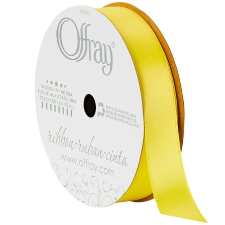 Offray Ribbon Yellow Polyester Ribbon, 3.12" x 0.62"