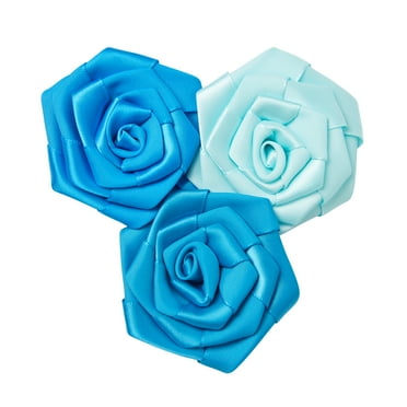 Offray Turquoise Blue, Hand-Crafted, 3 Satin Rosette Cluster Is Great For Headbands & Embellishments