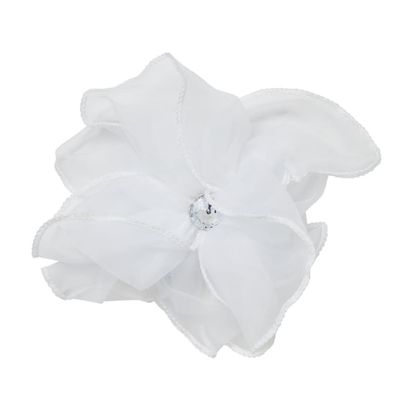 Offray White Large Sheer With Gem Center Flower Embellishment, 1 Each