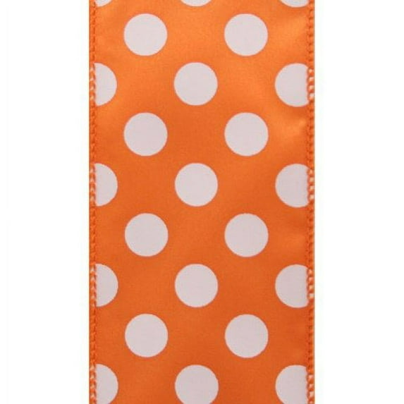 Offray Wired Edge Orange with White Spirit Dots
