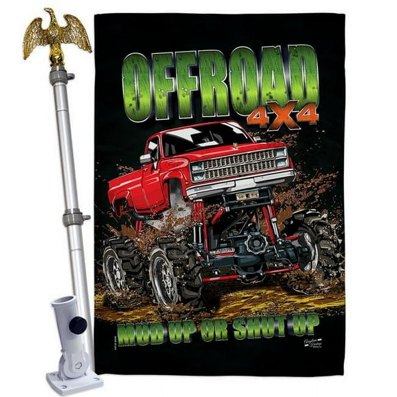 Offroad Interests Vehicle 28 x 40 in. Double-Sided Decorative Vertical House Flag Set for Decoration Banner Garden Yard Gift