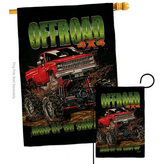 Offroad Interests Vehicle 28 x 40 in. Double-Sided Decorative Vertical House Flags Set for Decoration Banner Garden Yard Gift