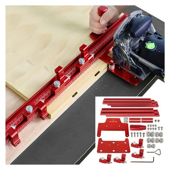 Offset Base System - Metric/Inch 1500mm Woodworking Tenon Jigsaw Connection Slotted Punching Positioning Guide Rail ,Easy to Operate