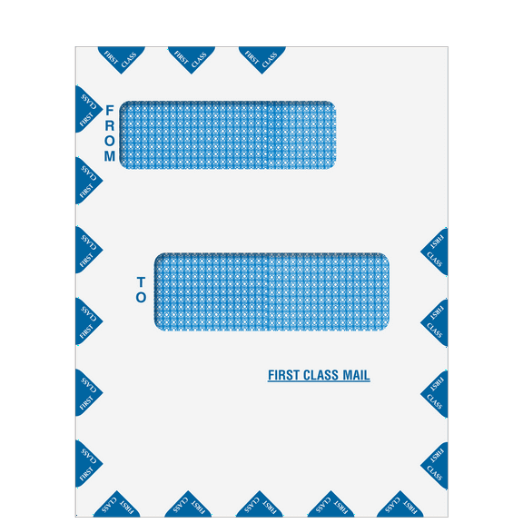 Offset Double Window First Class Mail Envelope, Moisture Seal, 50/Pk