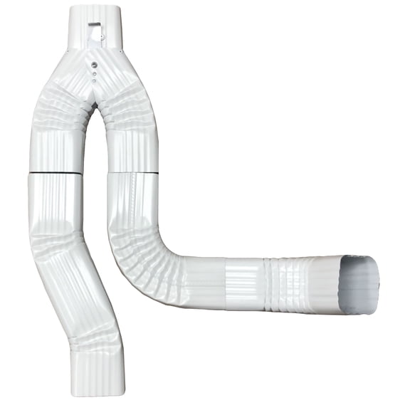 Offset Downspout Diverter for Rain Barrels (2X3, LOW GLOSS WHITE)