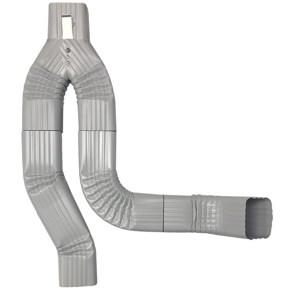 Offset Downspout Diverter for Rain Barrels (2X3, PEARL GREY)