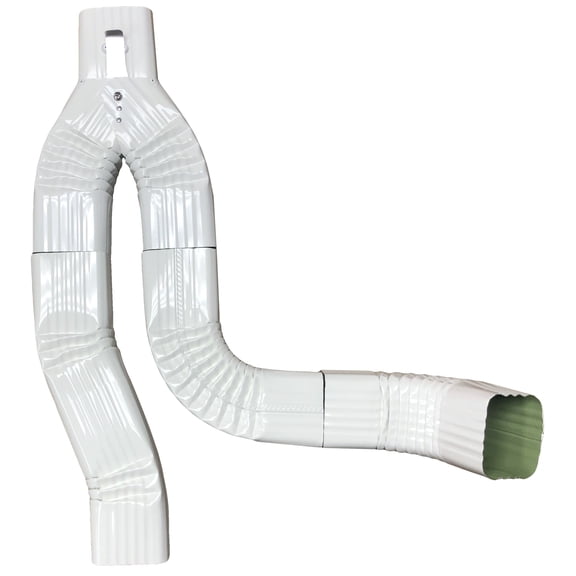 Offset Downspout Diverter for Rain Barrels (3X4, HIGH GLOSS WHITE)