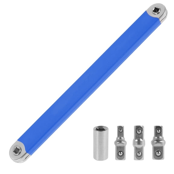Offset Extension Wrench 15.4 Inch High Carbon Steel Ratchet Wrench Extender with 1/4 Inch 3/8 Inch 1/2 Inch Square Drive Adapter Tight Reach Extension Wrench for Tight Space