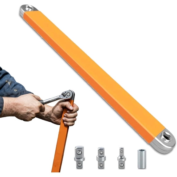 Offset Extension Wrench 15.4" Zero-Degree Chain-Drive Extender, Impact-Ready with 1/4,3/8,1/2" Adapters for Tight Spaces - Aluminum(Yellow, 1Pcs)