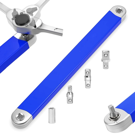 Offset Extension Wrench, 15 Inch Impact Ready Offset Extension Wrench Set, with 1/2", 1/4" and 3/8" Square Adapters Drive Socket, Extension Ratchet Wrench for Small Place