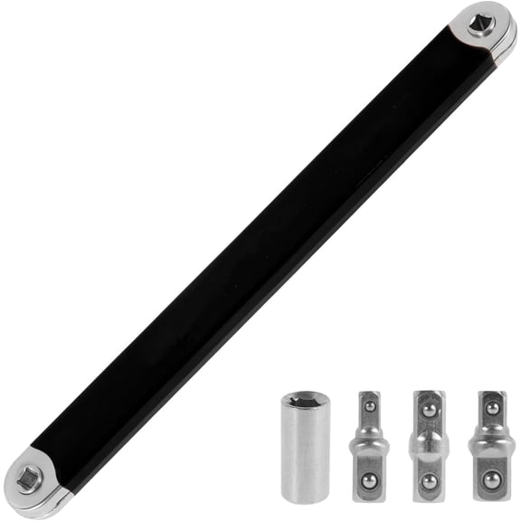 Offset Extension Wrench Tool Set, 15.4 Inch Extension Wrench with 1/4, 3/8 and 1/2 Inch Square Drive Adapters, Off Set Extension Wrench Compatible with Impact Wrench