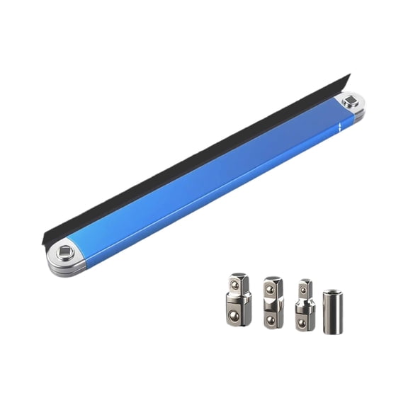 Offset Extension Wrench, Zero Degree Ratchet Extension Set Includes 1/2", 1/4" & 3/8" Drive Adapters, Ideal Universal Ratchet Extensions for Tight Spaces (Blue)