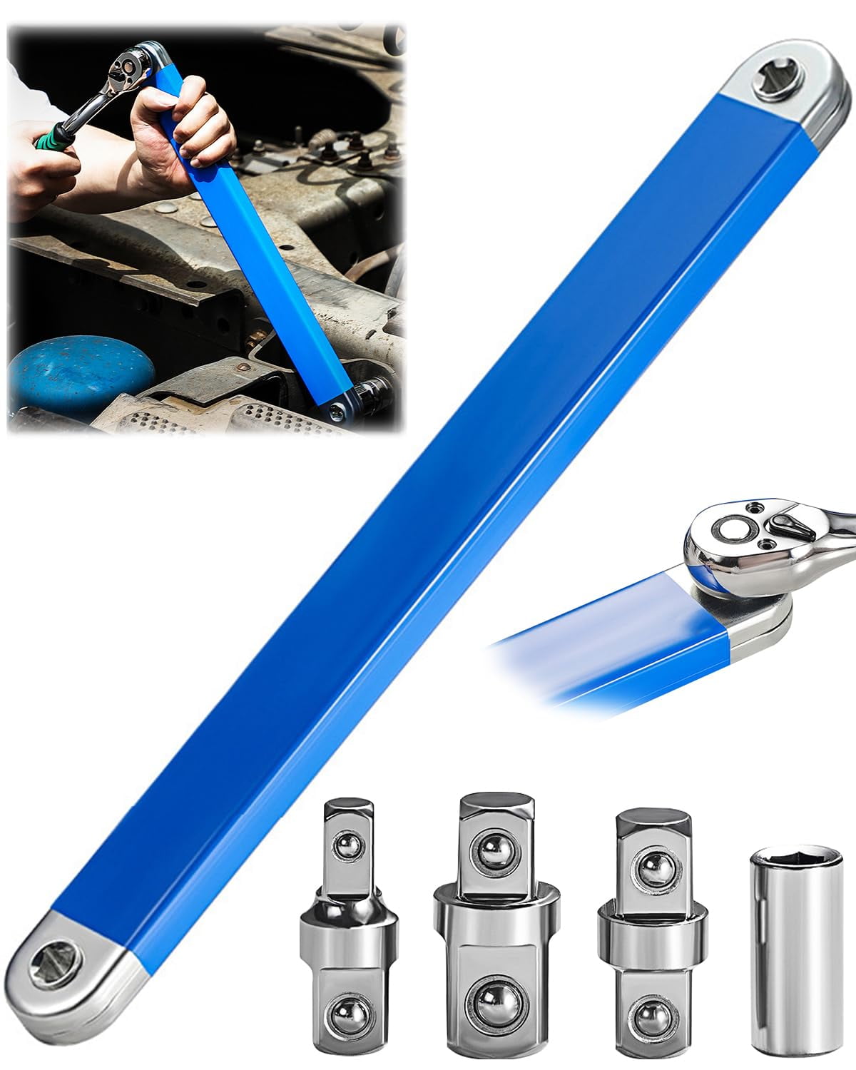 Offset Extension Wrench – Zero Degree Ratchet Extension Set with 1/2 ...