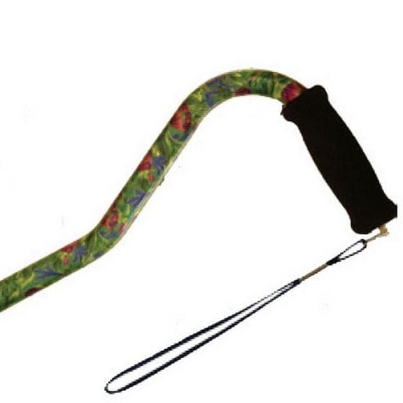 Alex Orthopedic Height Adjustable Offset Handle Aluminum Walking Cane in Cantebury - Soft Foam Grip for Seniors - 30" to 39" & Supports up to 300lbs