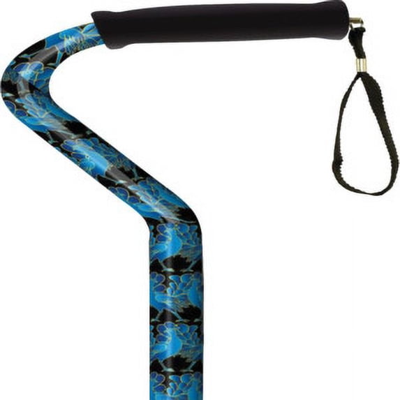 Offset Handle Cane, Blue Peacock