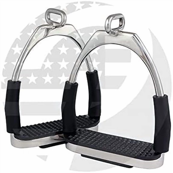 Offset Horse Flexible Safety Polish Stirrups (4.75) Riding Bendy Iron Steel