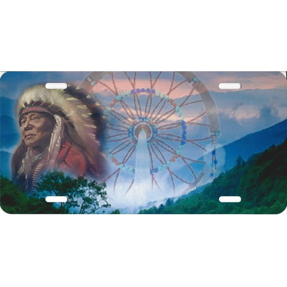 Offset Native American With Dream Catcher Plate Free Names on this Plate