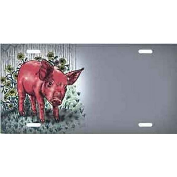 Offset Pig with Fence License Plate Free Names on this Plate