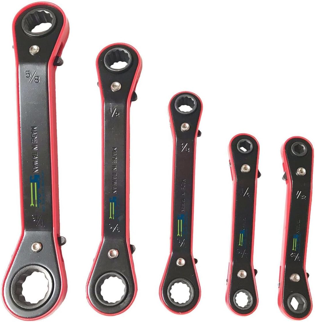 Offset Ratchet Box Wrench Set 5 Piece SAE Polished Full Automotive
