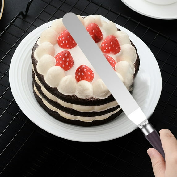Offset Spatula with Angled Blade | Stainless Steel Cake Icing Spreader & Dough Scraper | Wood Handle Baking Decorating Tool for Frosting & Cake Shaping | 1 Piece