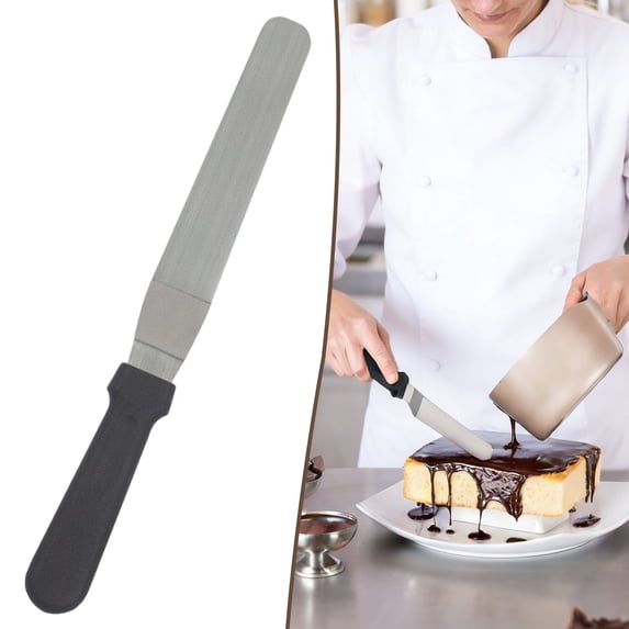 Offset Spatula Basdi Stainless Steel Offset Cake Spatula - Thickened Cream Spreader & Bread Knife for Decorating, Ergonomic & Rust-Resistant, Professional Baking Tool, Cake Decorating Knife