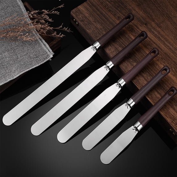 Offset Spatula Set Stainless Steel Cake Icing Spatula | Cake Scraper | Baking Decorating Icing Spreader | Angled Blade | Silvery Wood Handle | 1 Pc | 17.52in