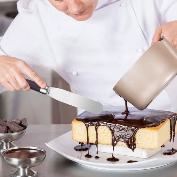 Offset Spatula Set Stainless Steel Cake Icing Spatula | Cake Scraper | Baking Decorating Icing Spreader | Angled Blade | Silvery Wood Handle | 1 Pc | 17.52in