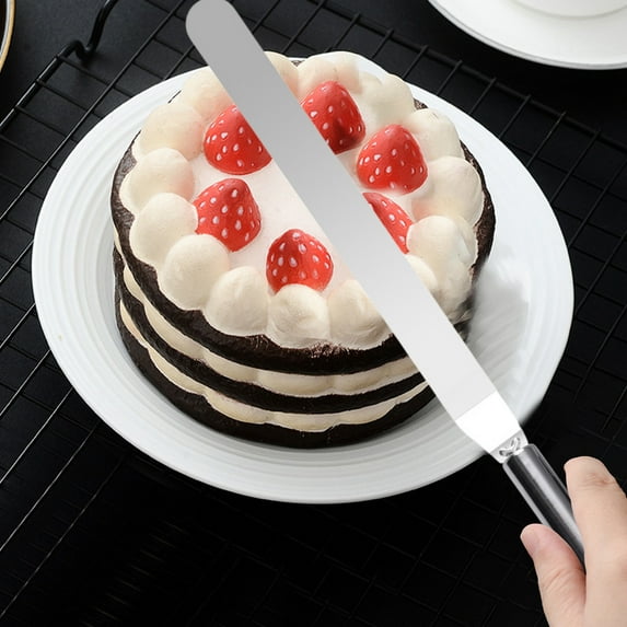 Offset Spatula for Cake Decorating Under $5! Ke1Clo Stainless Steel Icing Spreader with Wood Handle, Silver, 17.52x1.18x0.39 Inch