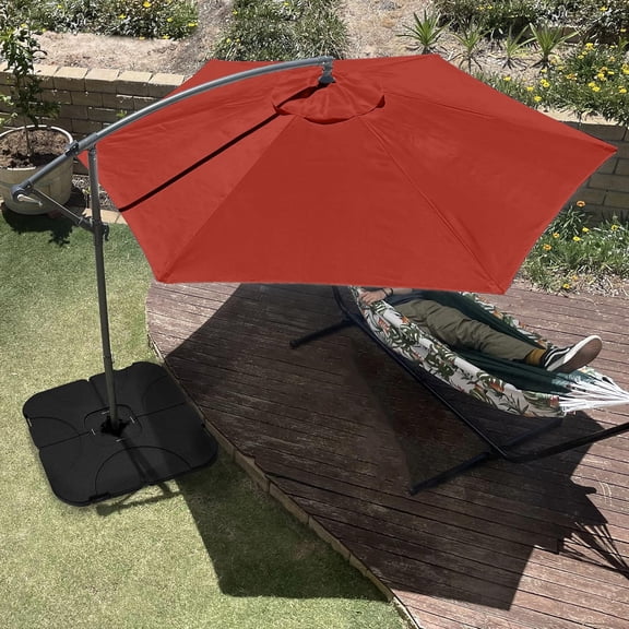 Offset Umbrella 10ft Cantilever Outdoor Sunshade with Hand Crank and Fillable Base for Deck Poolside