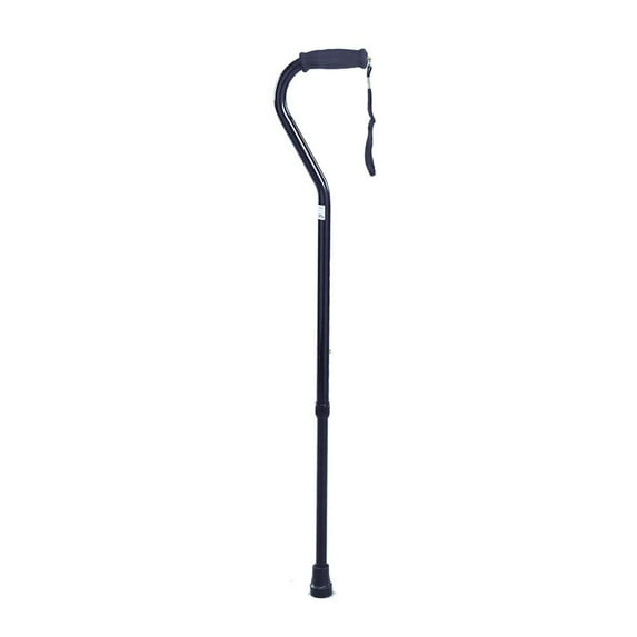 Offset handle adjustable aluminum cane, silver, 1 ea