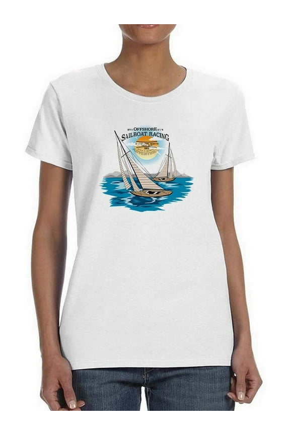 Offshore Sailboat Racing Shaped T-Shirt Women -Image by Shutterstock, Female Large