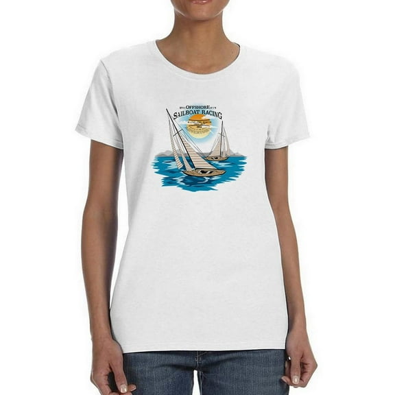 Offshore Sailboat Racing Shaped T-Shirt Women -Image by Shutterstock, Female Large