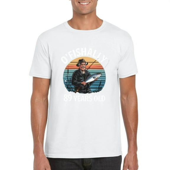 Ofishally 89 Years Old Fisherman 89 Birthday Fishing Angler Elder T-Shirt, for men & women, up to size 5XL